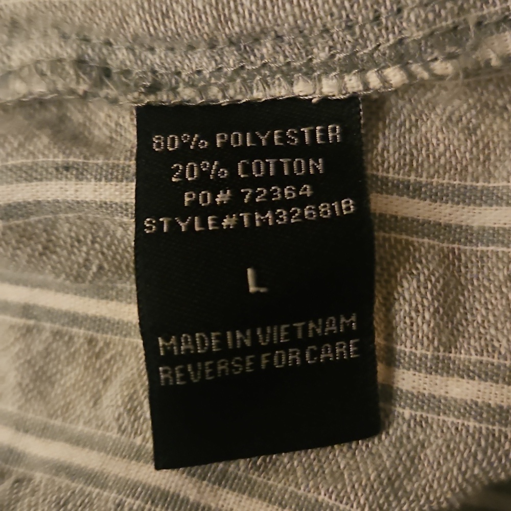 TIMING Sage Striped Drawstring Waist Button Down Long Sleeve Shirt - Picture 7 of 7